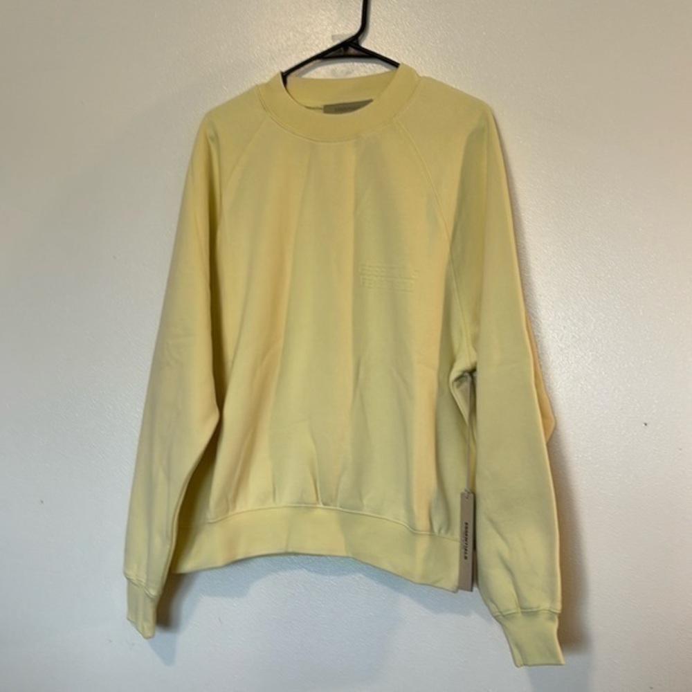 Essentials Fear of God canary oversized ribbed crewneck fleece lined sweatshirt